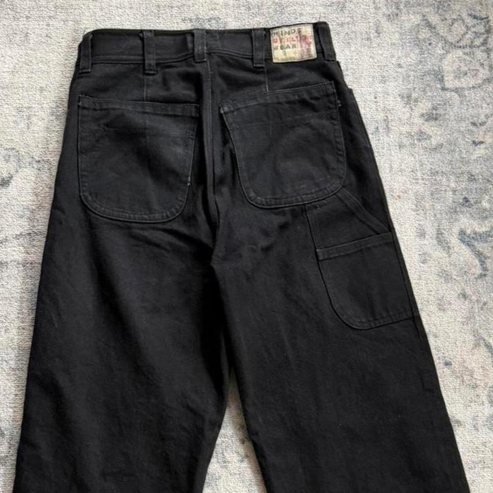 Handmade Black Selvedge Denim Carpenter Jeans Wide Leg Baggy 30x30